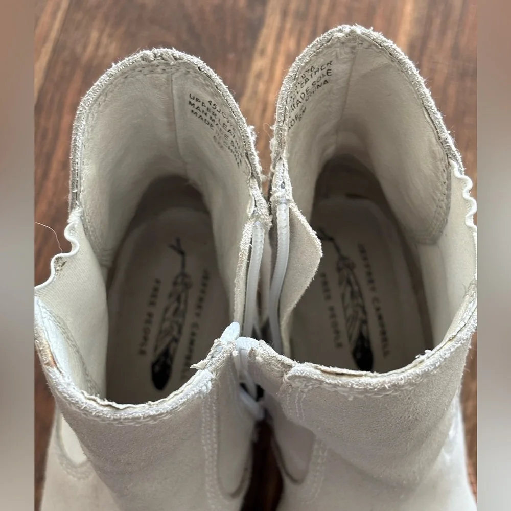 Jeffrey Campbell x Free People Preston Platform Suede Boots in Bone Size: 6